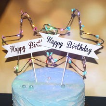 Load image into Gallery viewer, Glitter Star Happy Birthday Cake Topper Star Light Red Blue LED Luminous Cake Card Top Flag Decoration for Birthday Party Toys
