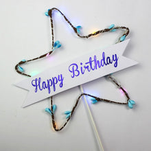 Load image into Gallery viewer, Glitter Star Happy Birthday Cake Topper Star Light Red Blue LED Luminous Cake Card Top Flag Decoration for Birthday Party Toys