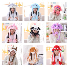 Load image into Gallery viewer, Various styles Cute Rabbit Hat with light Funny Air Float Filling Ear Moving Cap Cartoon Plush Stuffed Toys Gifts for child
