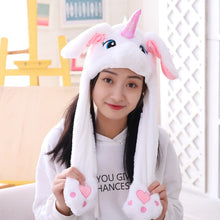 Load image into Gallery viewer, Various styles Cute Rabbit Hat with light Funny Air Float Filling Ear Moving Cap Cartoon Plush Stuffed Toys Gifts for child
