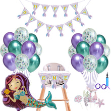 Load image into Gallery viewer, Mermaid Party Supplies Mermaid Balloon Banner Decoration  Birthday Party Favors Kids Birthday cartoon hat
