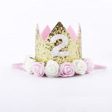 Load image into Gallery viewer, 2 year Birthday Hats Baby Shower One First Birthday Hat Princess Crown 1st 2nd Year Old Number Birthday Party Decorations Kids
